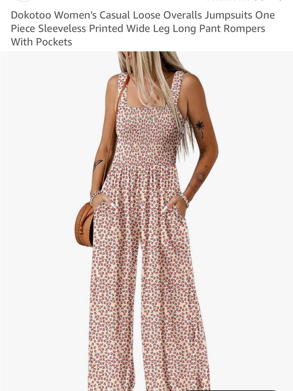 Dokotoo Floral Cream Sleeveless Wide-Leg Jumpsuit